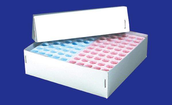 Caja gradilla de poliestireno para 50 tubos - Gradillas De poliestireno -  Tubos - Gradillas - Equipo de laboratorio